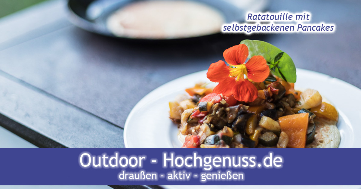 Ratatouille mit selbstgebackenem Pancake - outdoor-hochgenuss.de