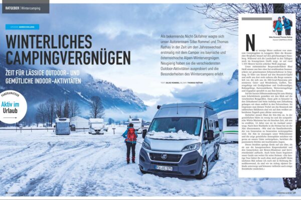 Wintercamping in den Alpen für den Modellsportverlag