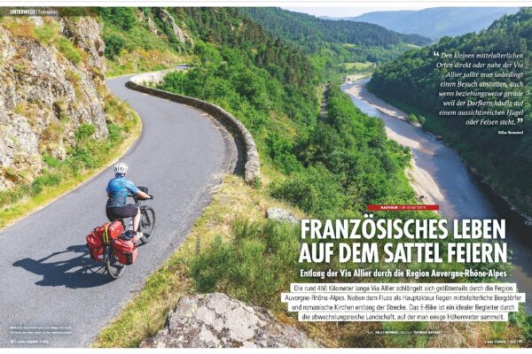 Bericht im eBike Touren Magazin über eine Radreise auf der Via Allier
