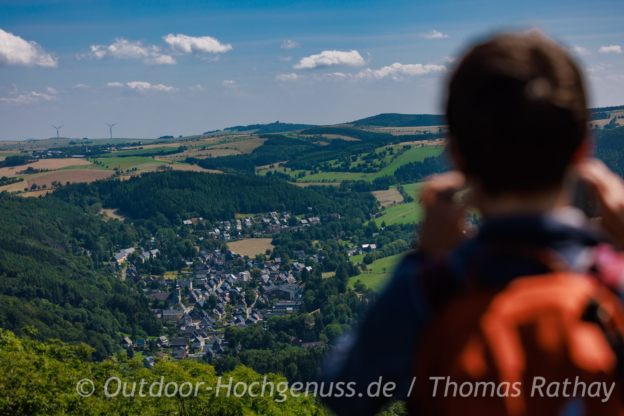 Aussicht vom Louisenturm mit Blick über Altenberg und das Erzgebirge Aussicht vom Louisenturm