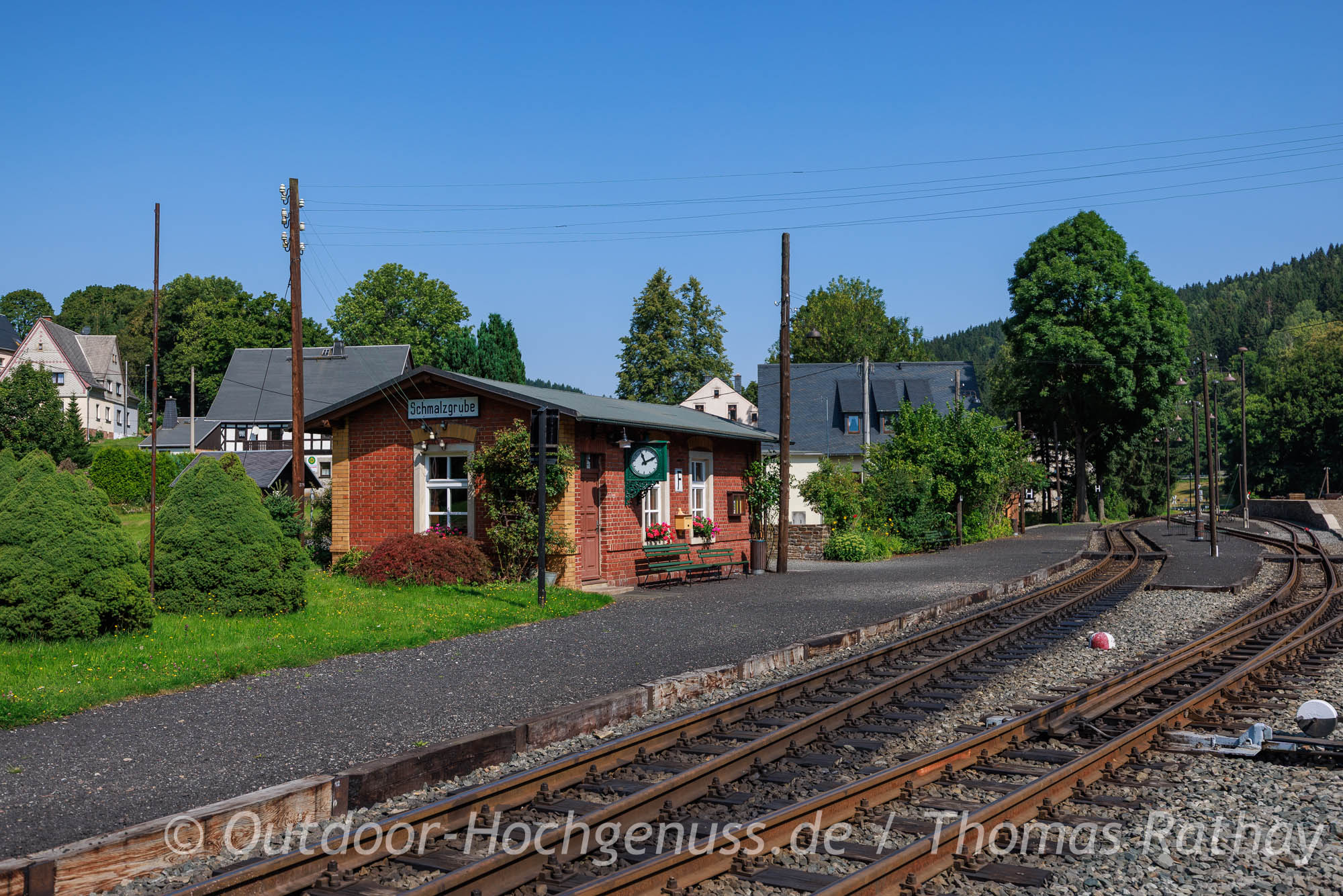 Bahnhof Schmalzgrube an der Preßnitztalbahn – Etappe am Kammweg Erzgebirge Bahnhof Schmalzgrube