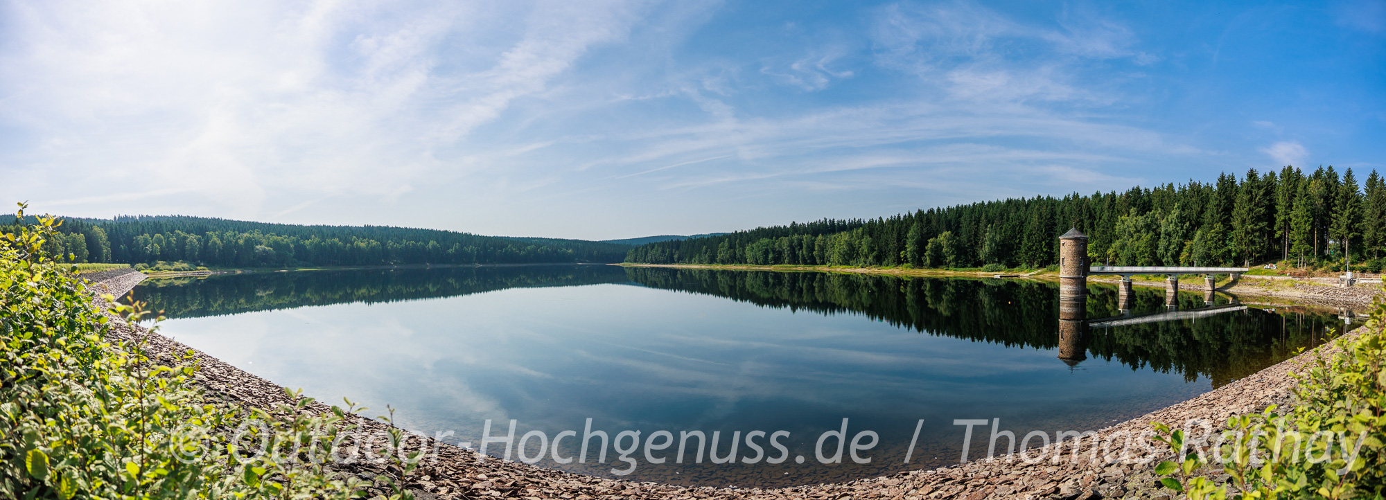 Trinkwassertalsperre von Cranzahl – Stausee auf der Kammweg-Etappe Richtung Fichtelberg Trinkwassertalsperre von Cranzahl