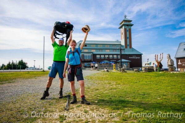 Gipfelankunft auf dem Fichtelberg in Oberwiesenthal